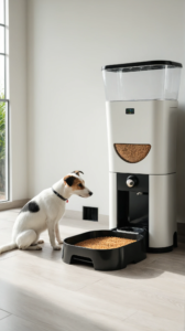 Comedouros automáticos pet tech com controle por aplicativo e alimentação programada.