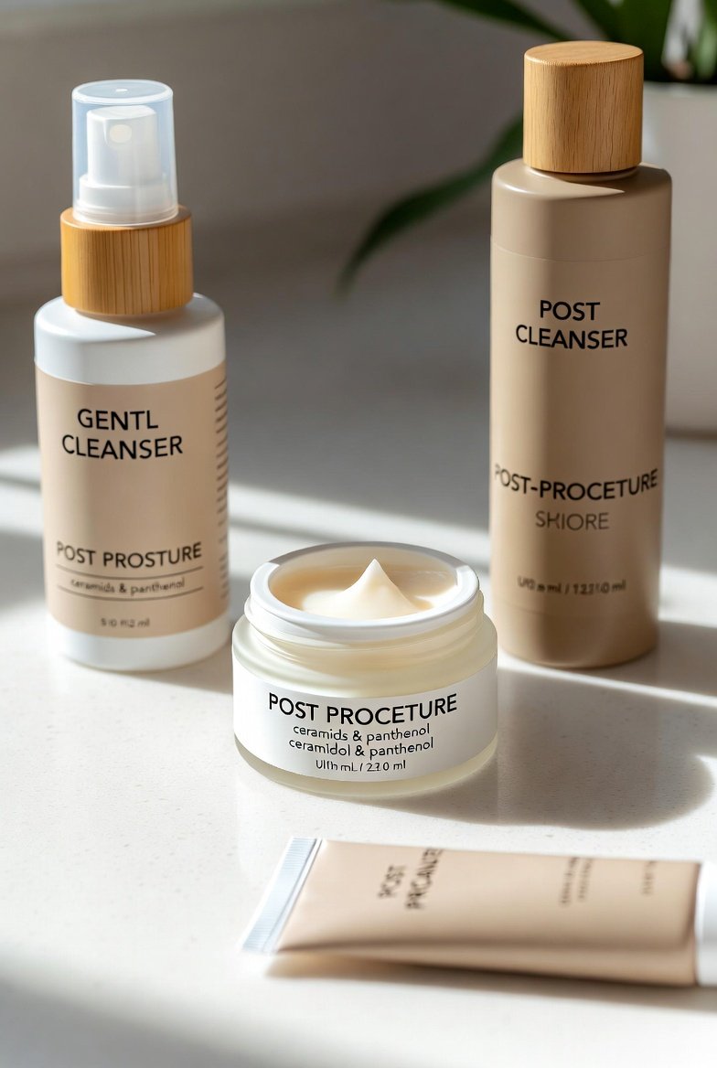 Pós-procedimento com rotina para reparar a barreira da pele.